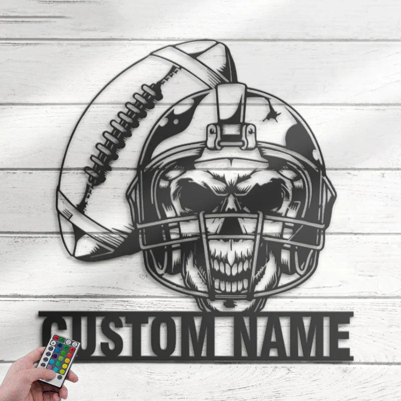 Custom Name Football Player Name Sign Decoration, Metal Wall Signs With RGB Led Light