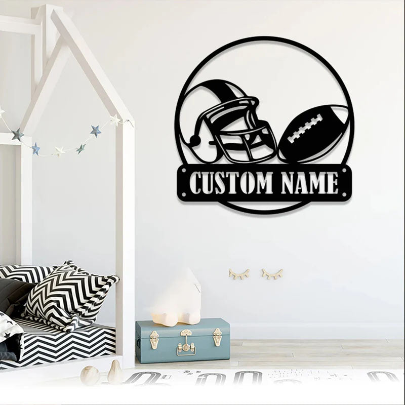 Custom Name Football Player Name Sign, Metal Wall Signs With RGB Led Light
