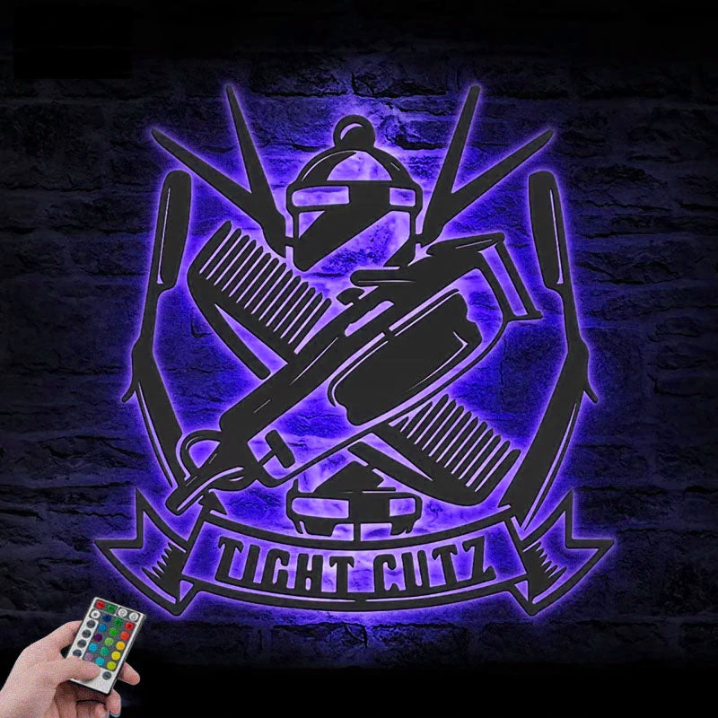 Custom Name Hair Stylist Name Sign Home Decor, Metal Wall Signs With RGB Led Light