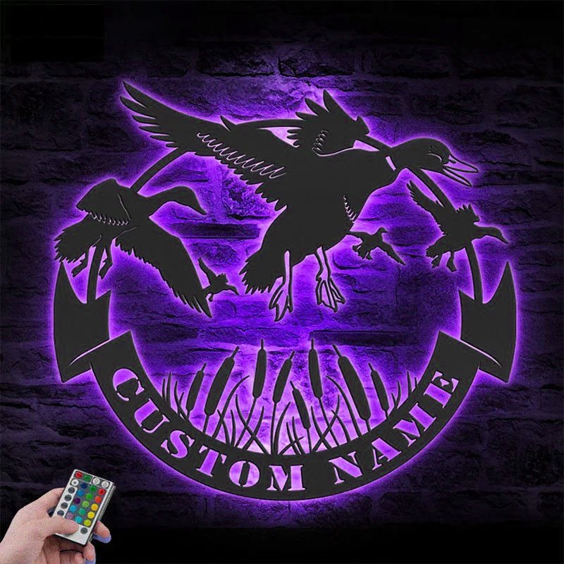 Custom Name Hunter Name Sign Home Decor, Metal Wall Signs With RGB Led Light