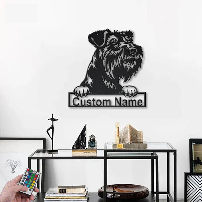 Custom Name Tsverkshnautser Dog, Metal Wall Signs With RGB Led Light