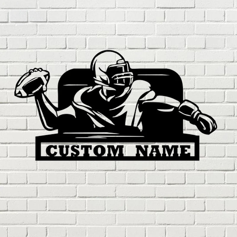Personalized American Football Cutting Metal, Metal Wall Signs With RGB Led Light