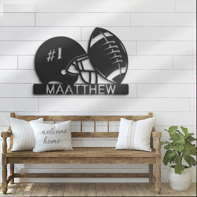 Personalized American Football Helmet, Metal Wall Signs With RGB Led Light