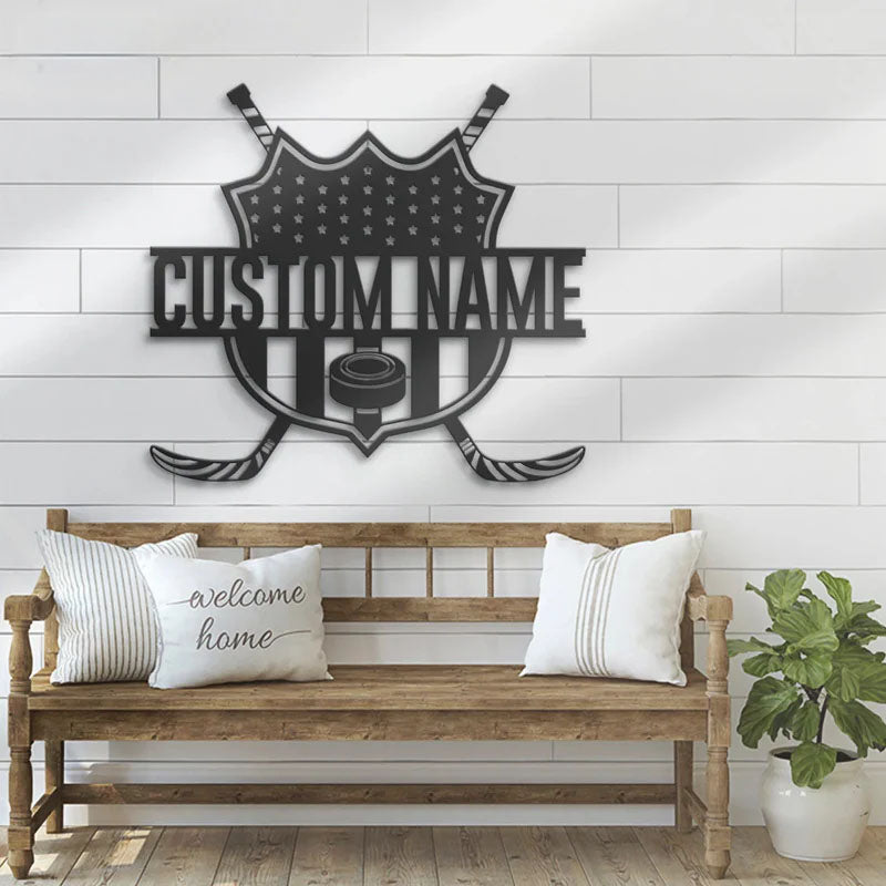 Personalized American Player Stick Name Metal Sign Home Decor, Metal Wall Signs With RGB Led Light