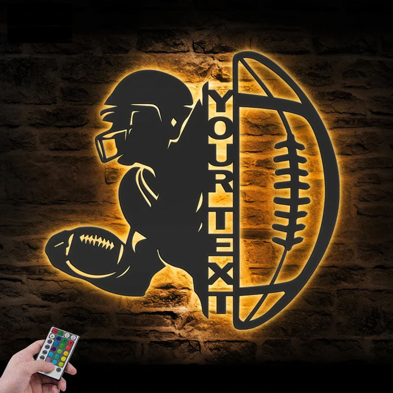 Personalized Ball American Football, Metal Wall Signs With RGB Led Light