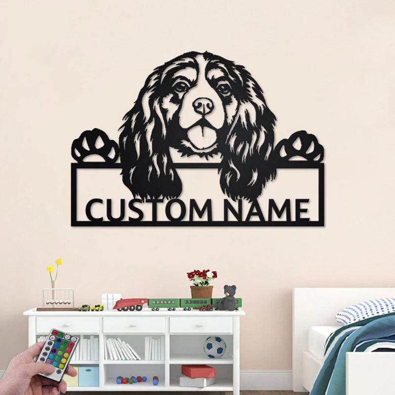 Personalized Cavalier Spaniel, Metal Wall Signs With RGB Led Light