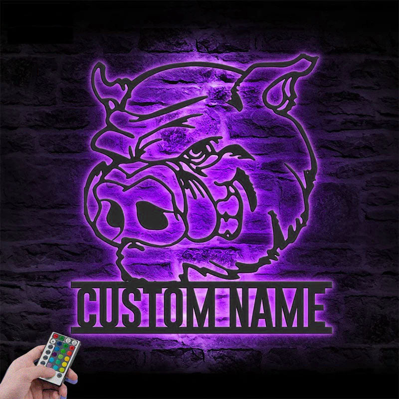Personalized Funny Pig Farmhouse, Metal Wall Signs With RGB Led Light