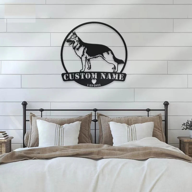 Personalized German Shepherd, Metal Wall Signs With RGB Led Light