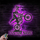Personalized Girl Motocross Biker, Metal Wall Signs With RGB Led Light