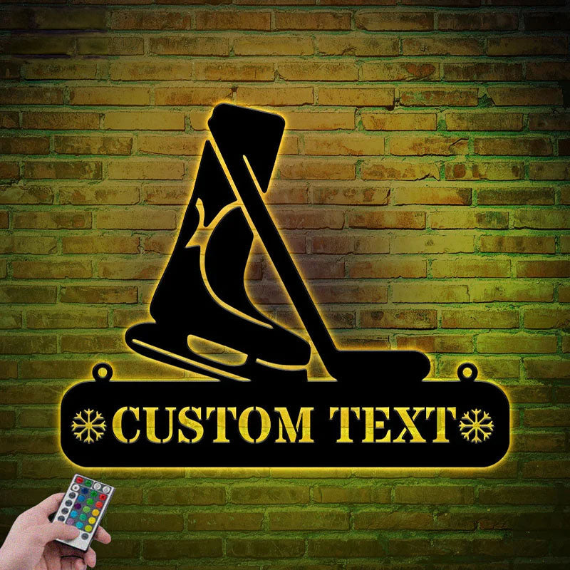 Personalized Hockey Metal Sign LED Lights, Metal Wall Signs With RGB Led Light