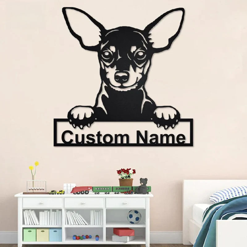 Personalized Miniature Pinscher Dog, Metal Wall Signs With RGB Led Light