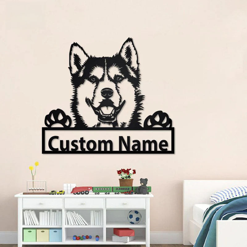 Personalized Siberian Husky, Metal Wall Signs With RGB Led Light