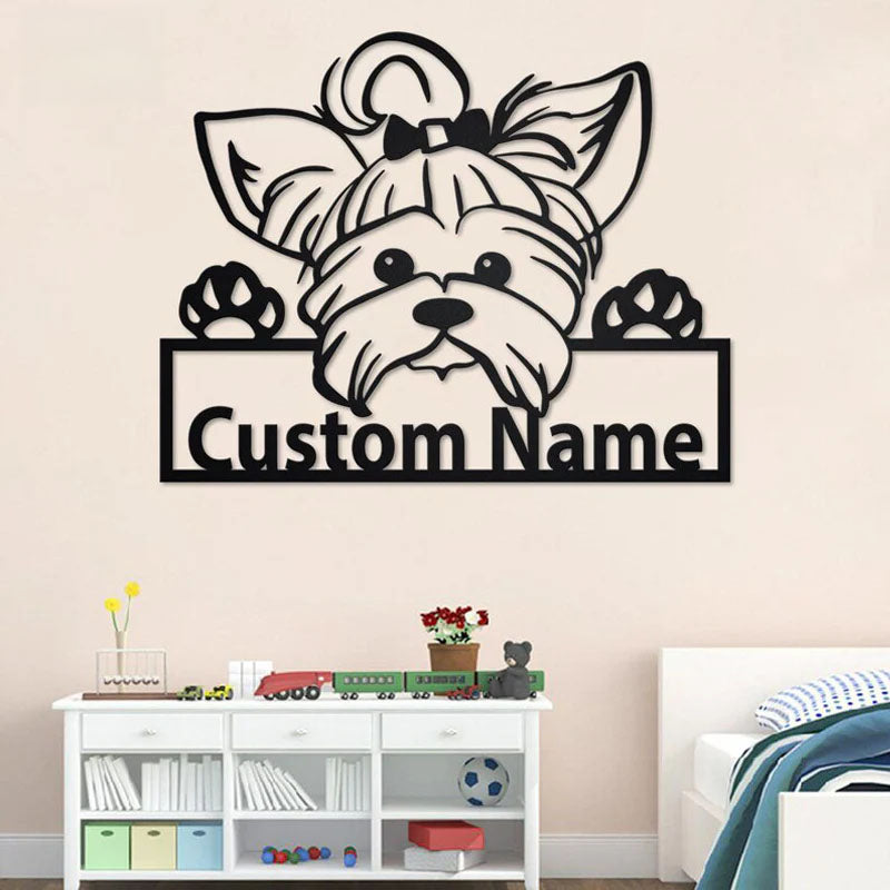 Personalized Yorkie Dog, Metal Wall Signs With RGB Led Light