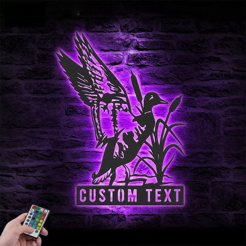 Custom Name Hunter Name Sign Home Decor, Metal Wall Signs With RGB Led Light