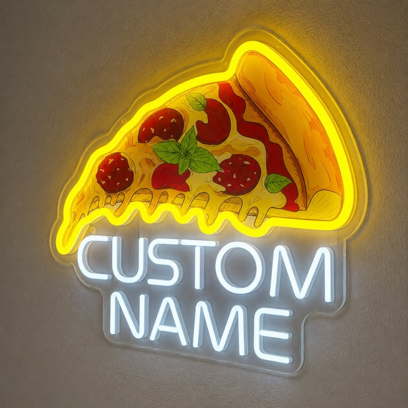 Pizza Neon Sign - Fresh Slice with Pizza Lettering