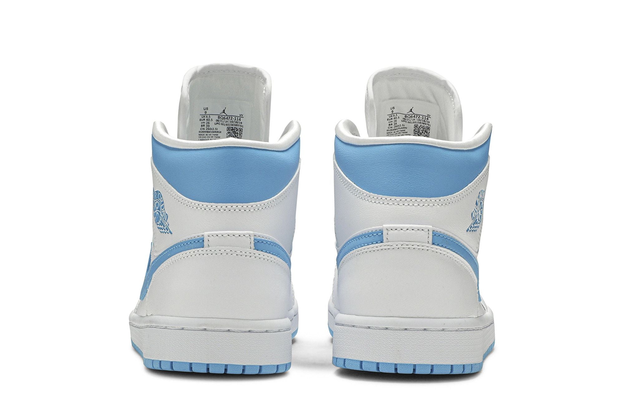 Women's Air Jordan 1 Mid UNC BQ6472-114 White/Dark Powder Blue
