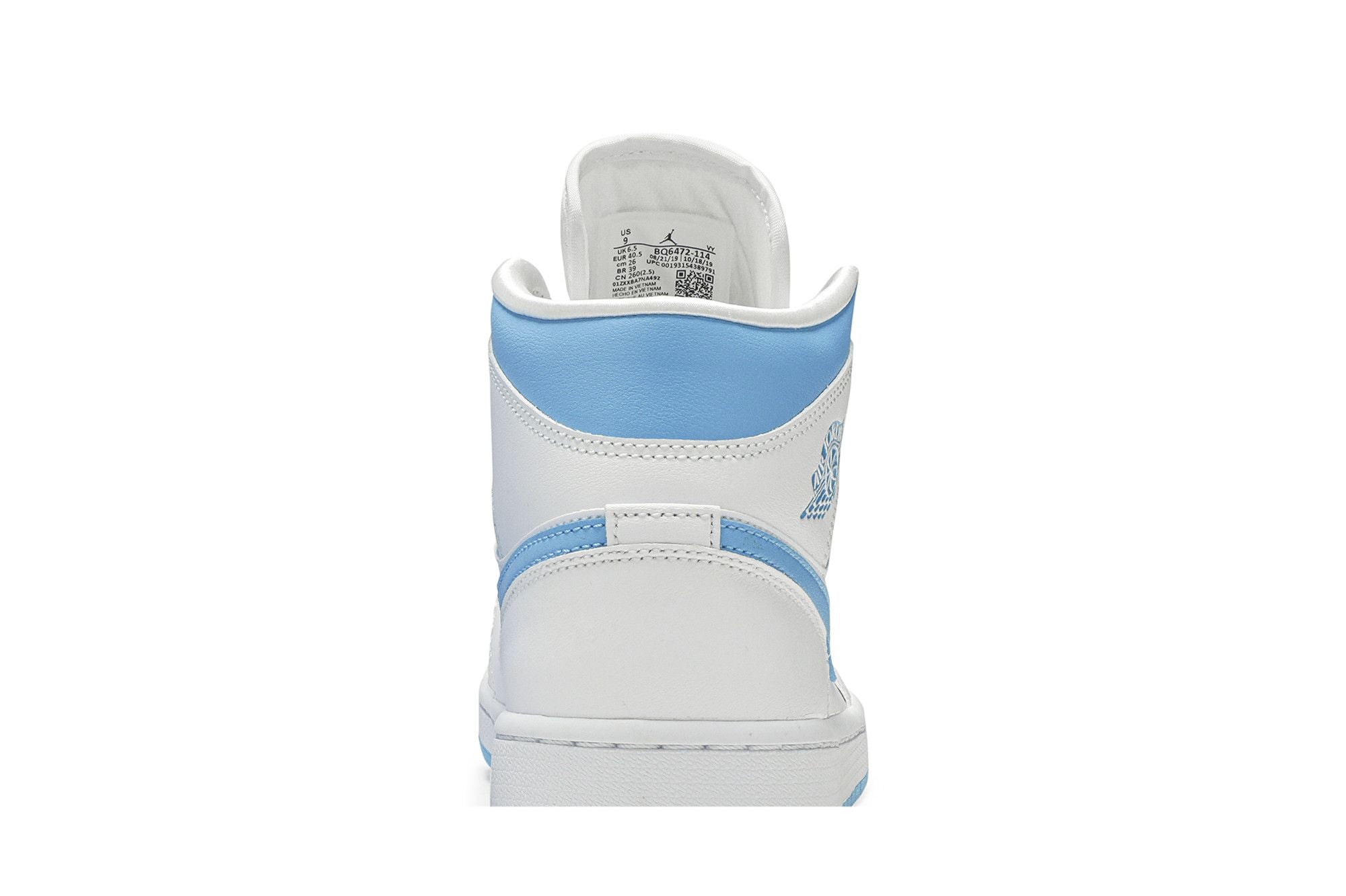 Women's Air Jordan 1 Mid UNC BQ6472-114 White/Dark Powder Blue