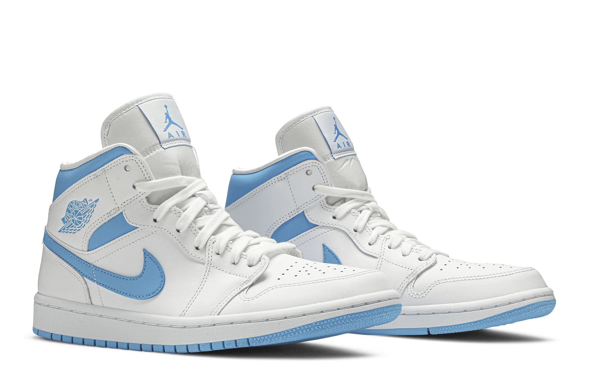 Women's Air Jordan 1 Mid UNC BQ6472-114 White/Dark Powder Blue