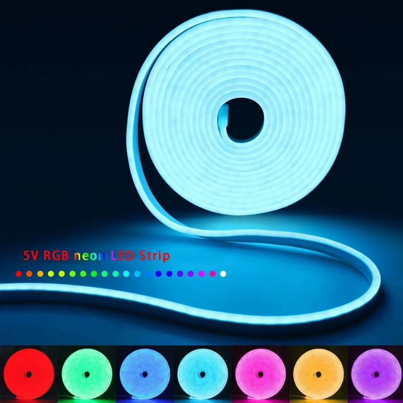 5V USB RGB Neon LED Strip Light with Tuya Bluetooth App, Waterproof DIY Room Decoration (1M/2M/3M/5M)