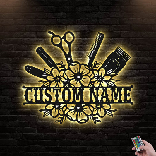 12"x12" Hair Stylist Personalized - Led Light Metal - Owls Matrix LTD
