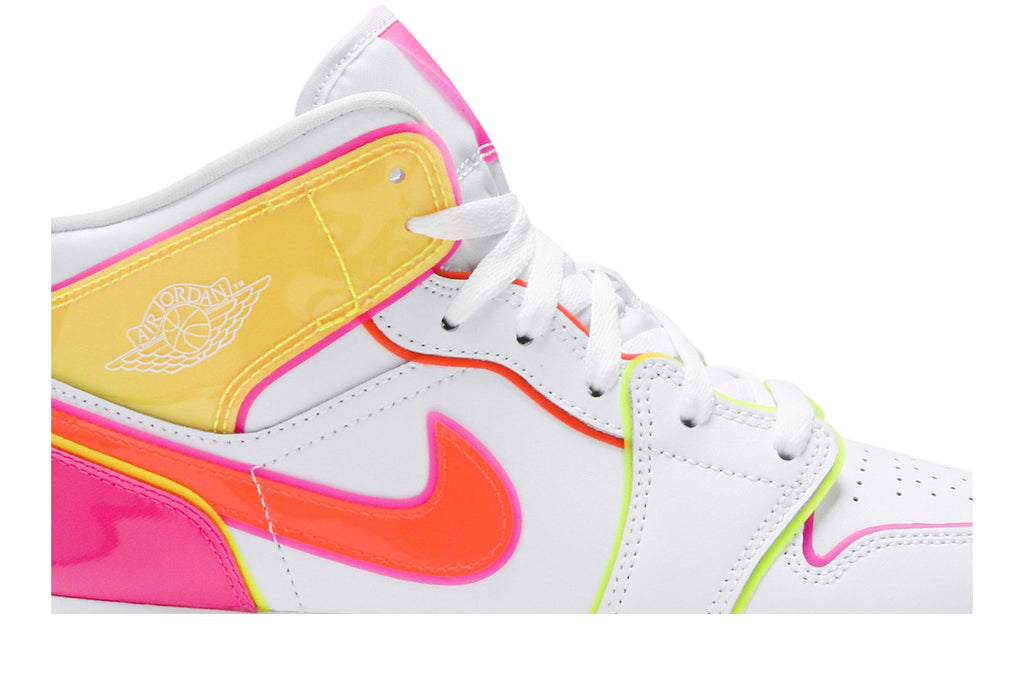Air Jordan 1 Mid Edge Glow (GS) White/Hyper Crimson/Pink Blast CV4611-100