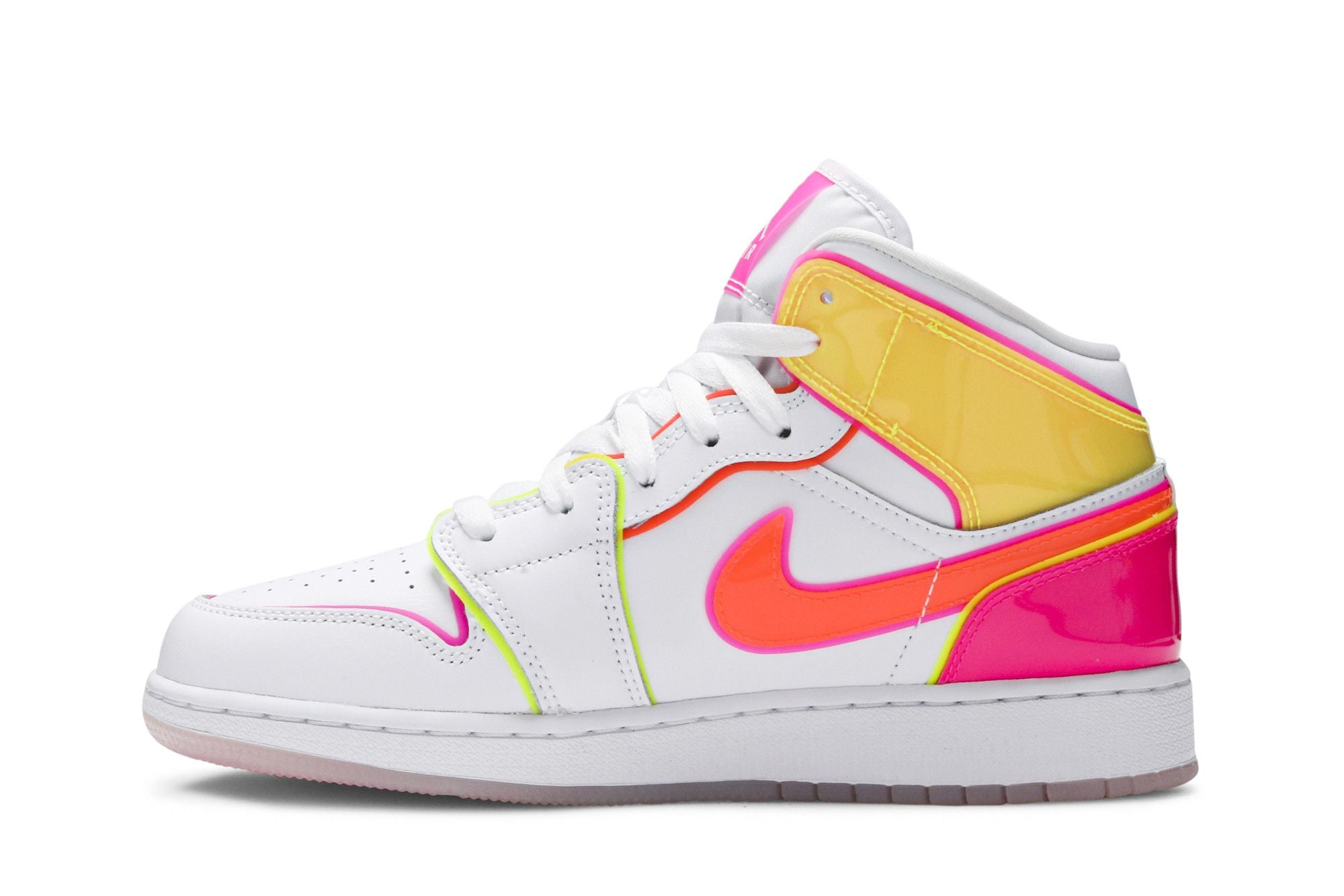 Air Jordan 1 Mid Edge Glow (GS) White/Hyper Crimson/Pink Blast CV4611-100