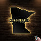 12"x12" Minnesota State Style Personalized - Led Light Metal - Owls Matrix LTD