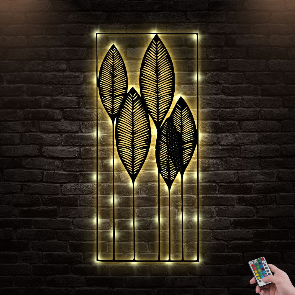 12"x12" Leaves So Classic I Love Tree - Led Light Metal - Owls Matrix LTD