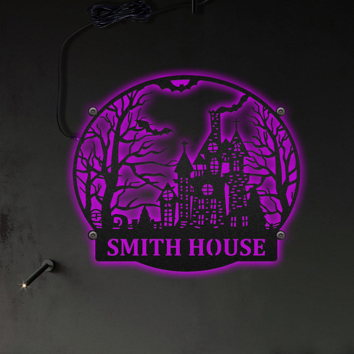 Halloween Ghost Castle Personalized - Led Light Metal - Owls Matrix LTD