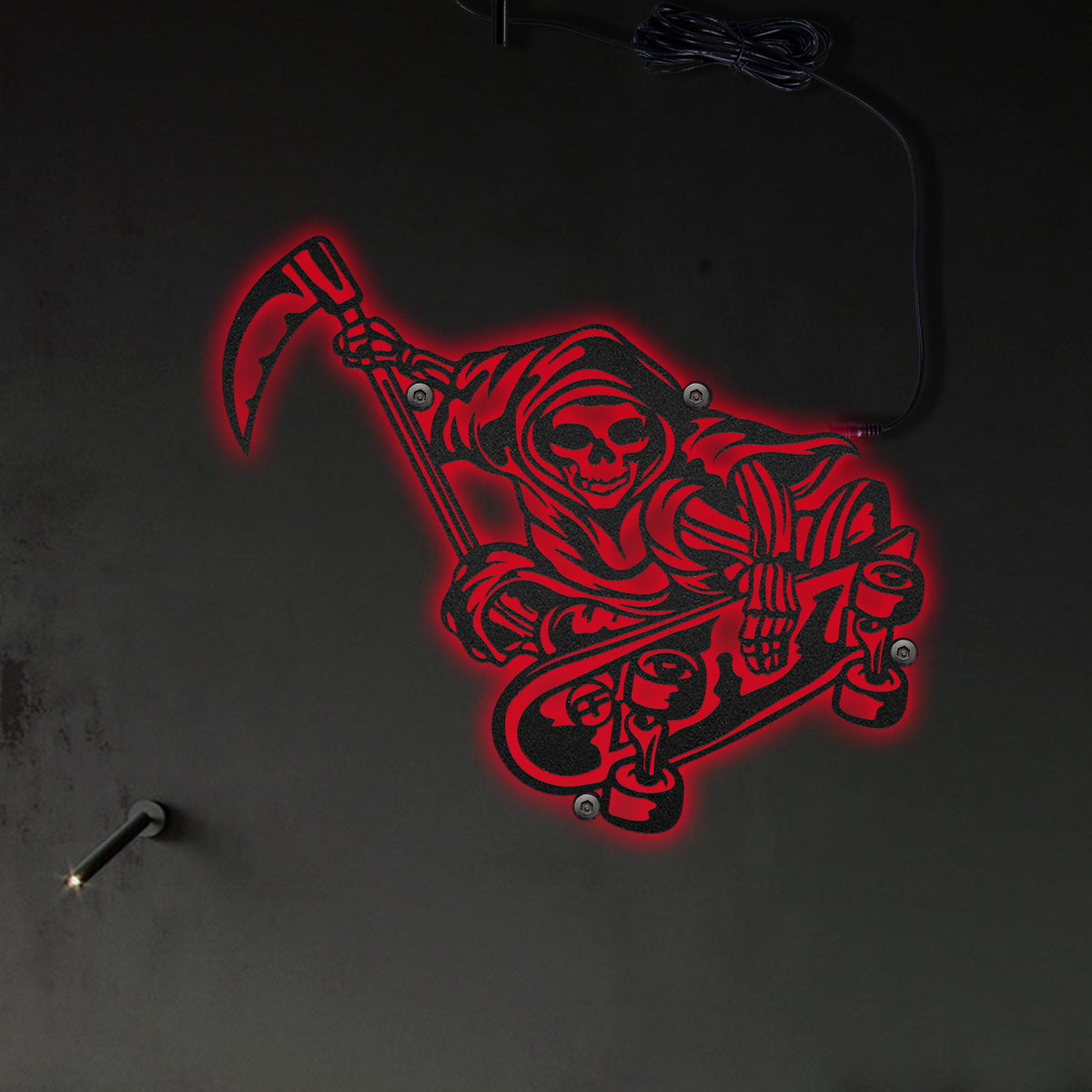Skull Grim Reaper Skateboardinng - Led Light Metal - Owls Matrix LTD