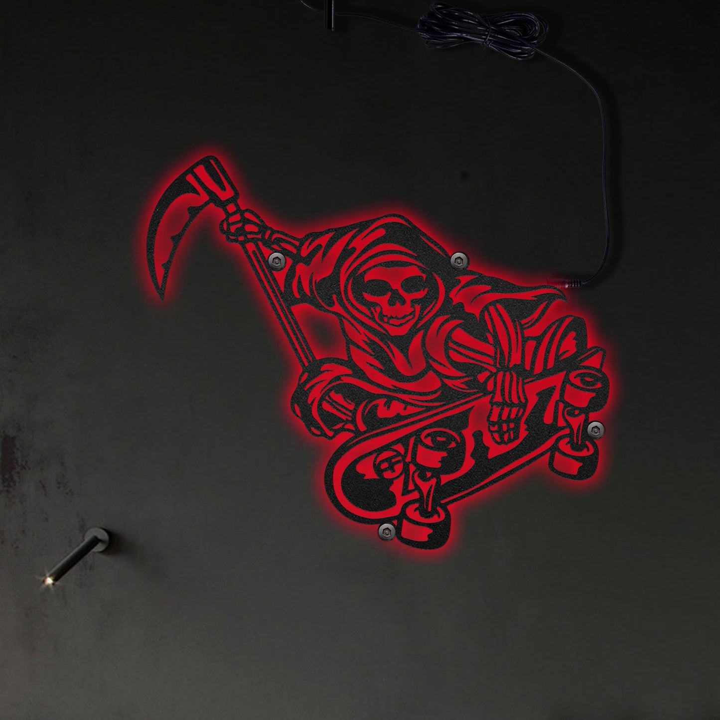 Skull Grim Reaper Skateboardinng - Led Light Metal - Owls Matrix LTD