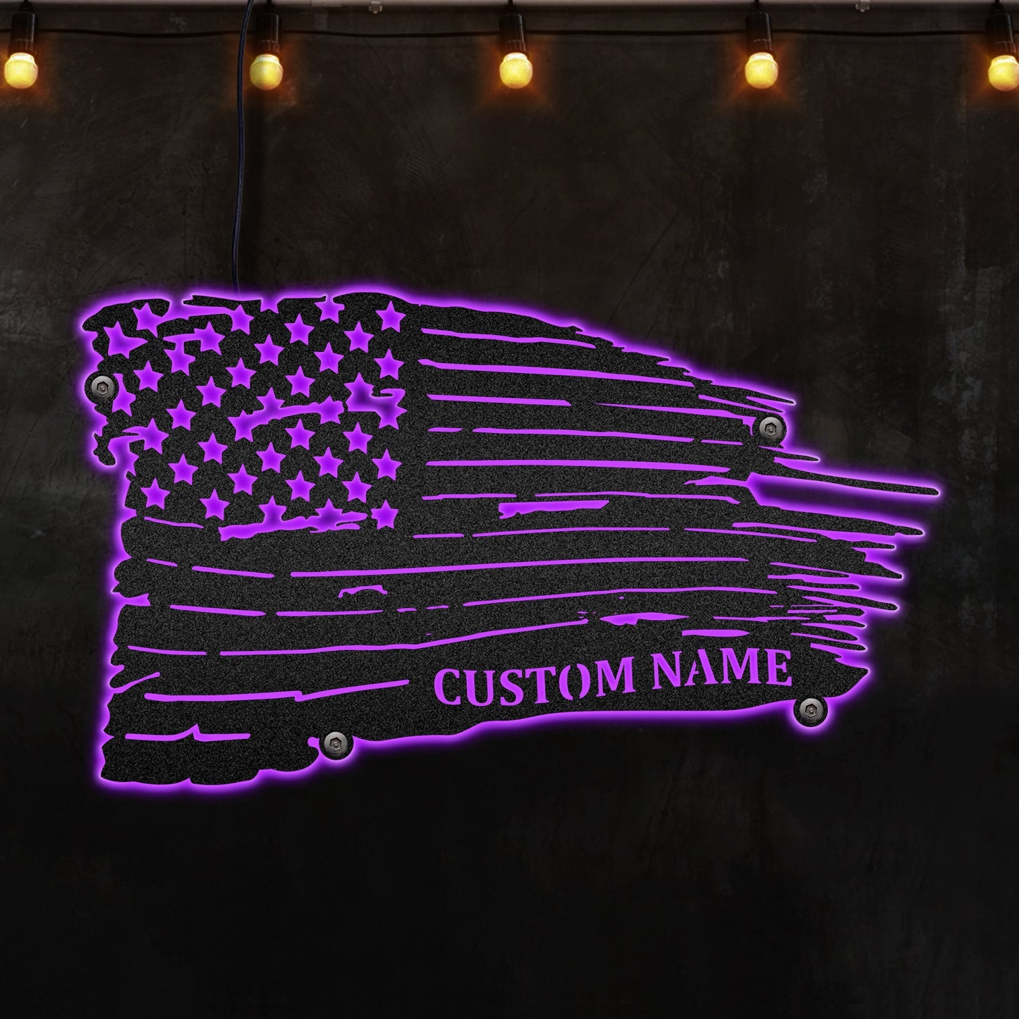 America Flag Crack Special Style - Led Light Metal - Owls Matrix LTD