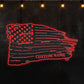 12"x12" America Flag Crack Special Style - Led Light Metal - Owls Matrix LTD