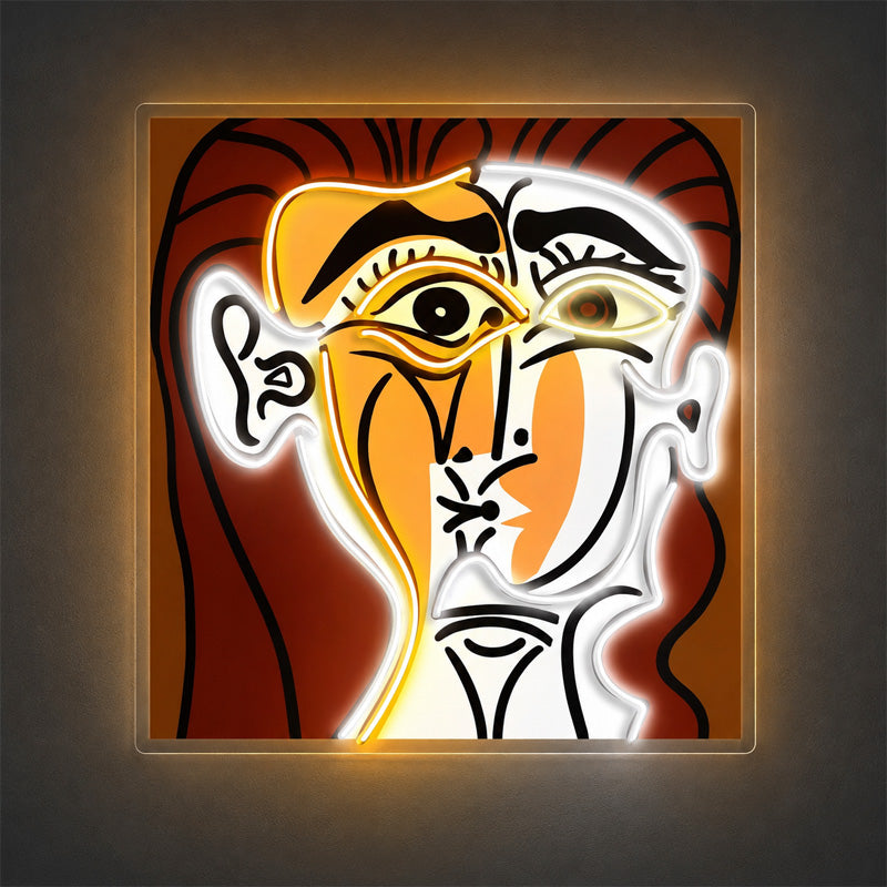 Abstract Neon Art - Cubist Face LED Wall Decor Sign
