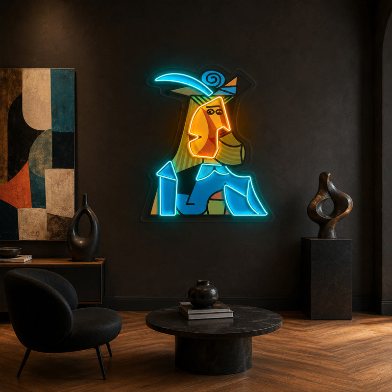 Abstract Neon Art - Modern Cubist Wall Light Decor
