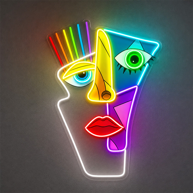 Abstract Neon Art - Rainbow Face LED Wall Decor Sign
