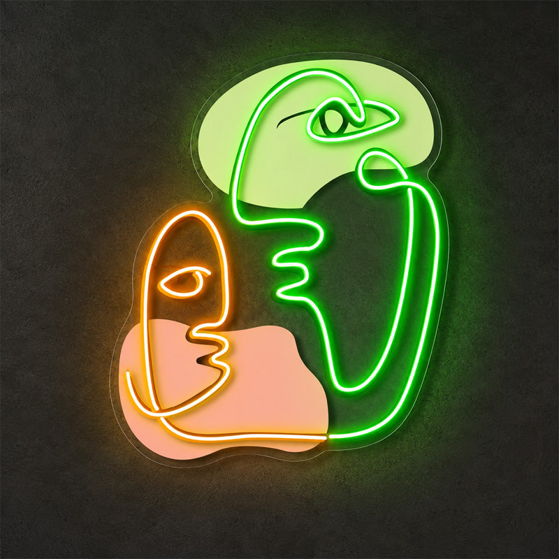 Abstract Neon Art - Two Faces LED Wall Decor Artwork
