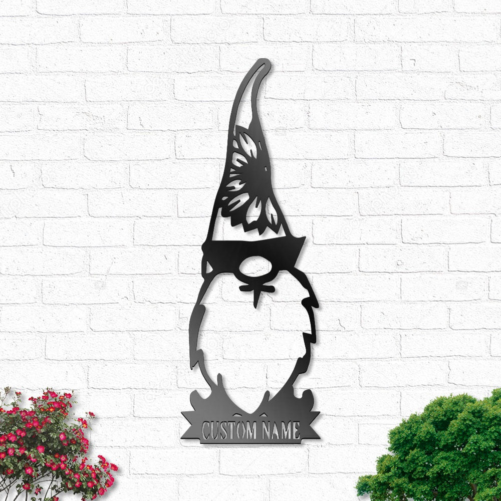 Sunflower Garden Gnome V3 Floral Personalized - Led Light Metal - Owls Matrix LTD