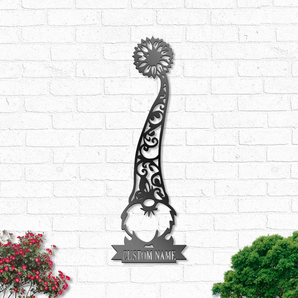 Sunflower Garden Gnome V4 Personalized - Led Light Metal - Owls Matrix LTD