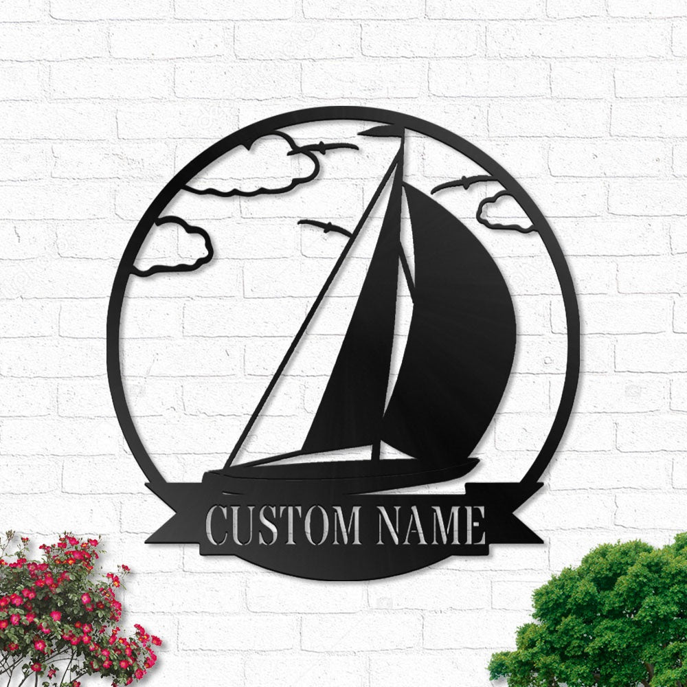 Sailing Sailboat Lake Life Personalized - Led Light Metal - Owls Matrix LTD