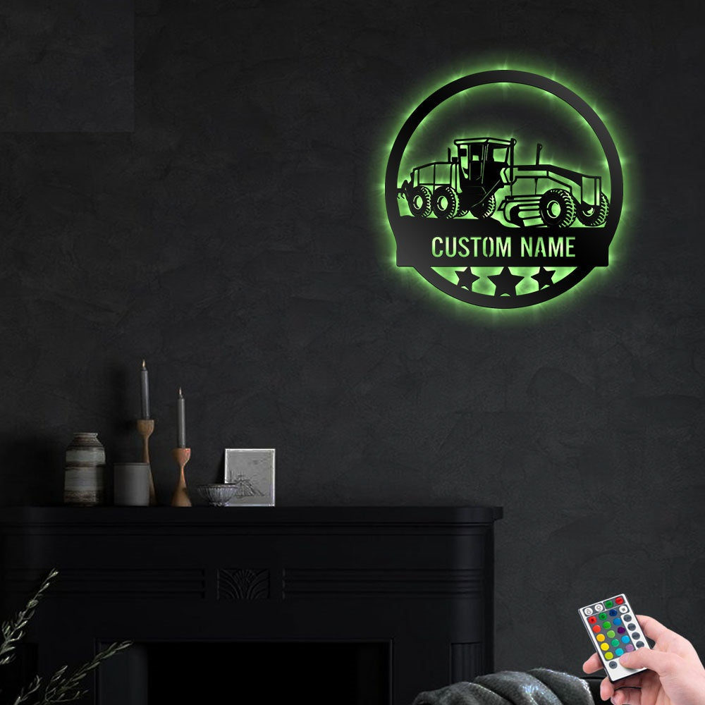 Grader Road Grader Farm Personalized - Led Light Metal - Owls Matrix LTD
