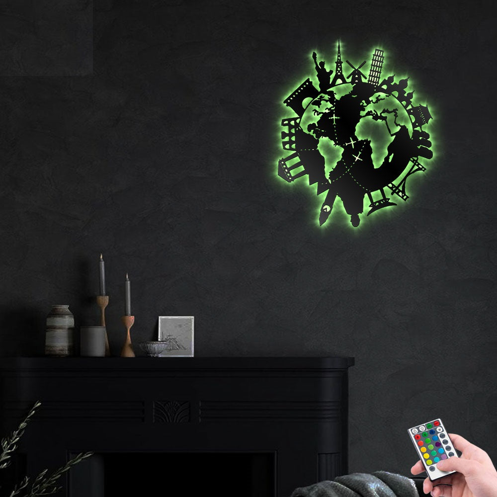 Travel Around World Famous - Led Light Metal - Owls Matrix LTD