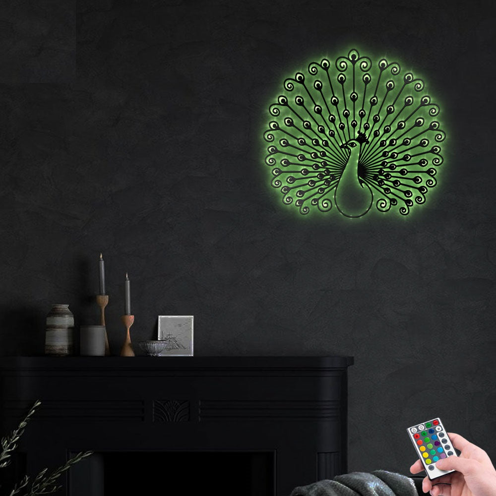 Peacock Swirly Cool Style - Led Light Metal - Owls Matrix LTD