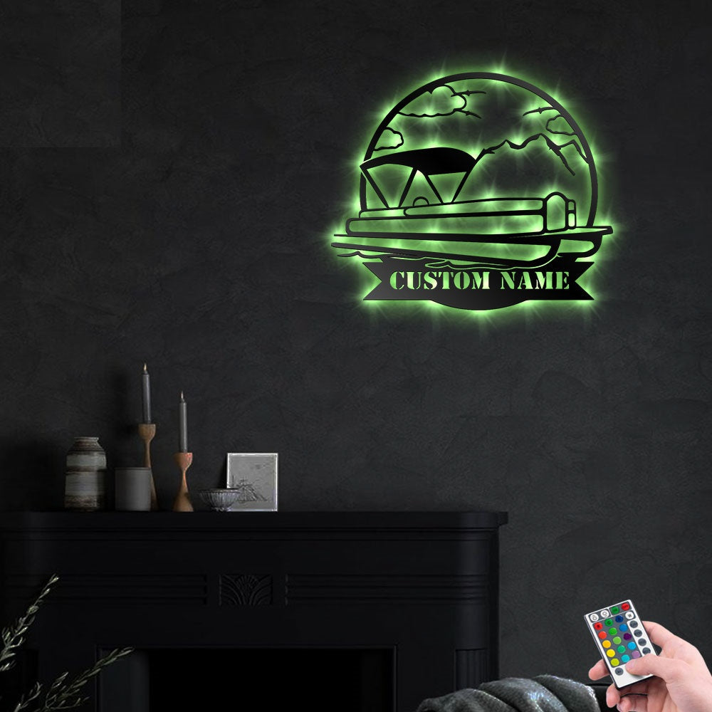 Pontoon Boat Personalized - Led Light Metal - Owls Matrix LTD