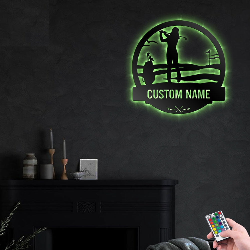 Golf Players Women's Outdoor Personalized - Led Light Metal - Owls Matrix LTD