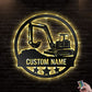 12"x12" Excavator Mini Style Personalized - Led Light Metal - Owls Matrix LTD