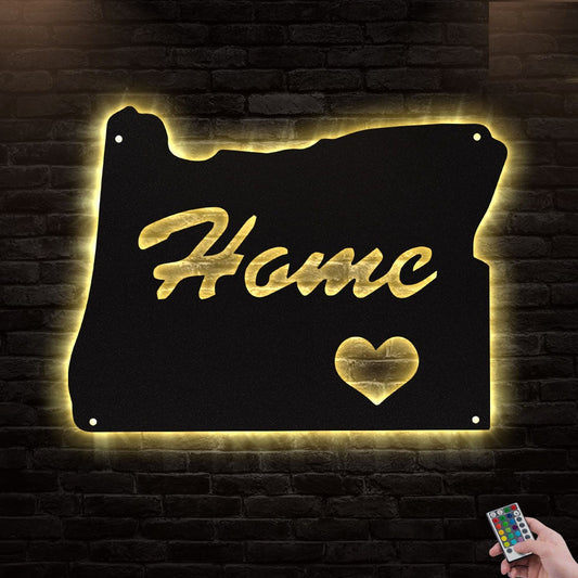 12"x12" Oregon Love My Hometown - Led Light Metal - Owls Matrix LTD