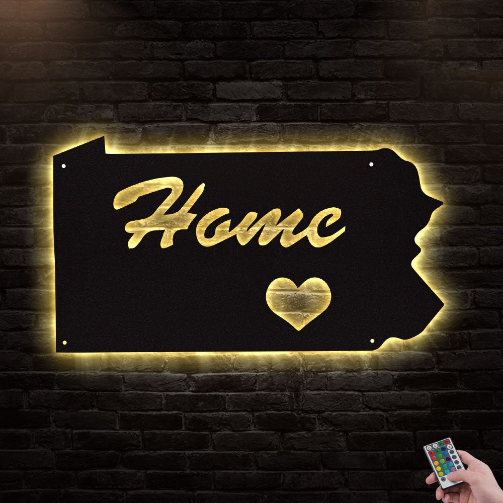 12"x12" Pennsylvania Is My Home - Led Light Metal - Owls Matrix LTD