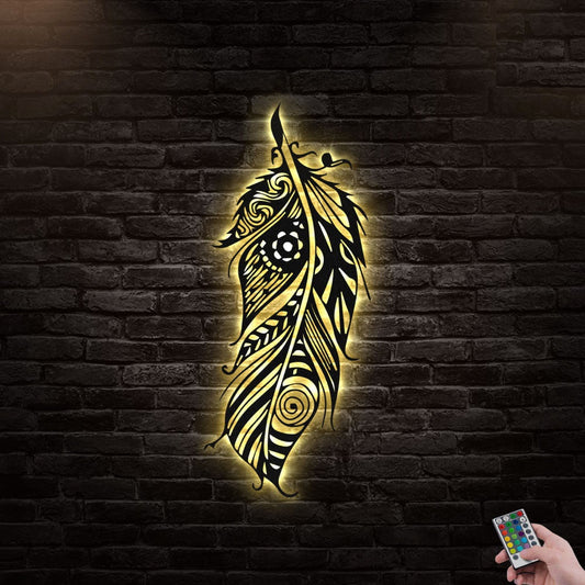 12"x12" Feather Classic Nice Style - Led Light Metal - Owls Matrix LTD