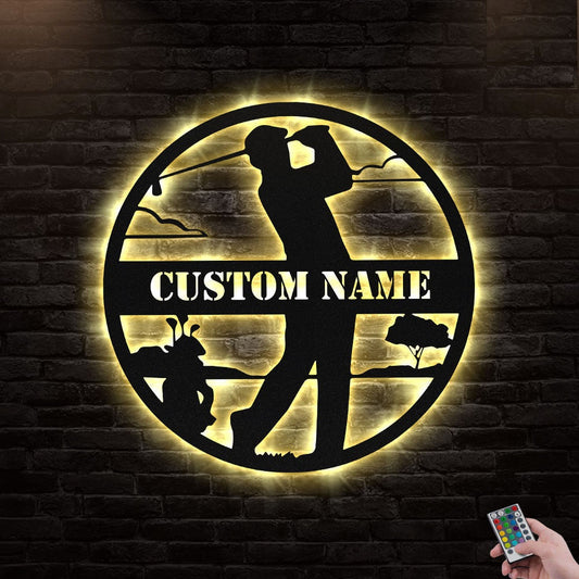 12"x12" Golf I Play It On Weekend - Led Light Metal - Owls Matrix LTD